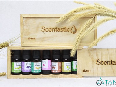 Set Hộp gỗ gồm 7 chai tinh dầu thiên nhiên Scentastic 10ml 